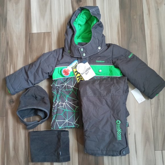 OshKosh B'gosh Kids Gray and Green Winter Jacket Set - Picture 5 of 7